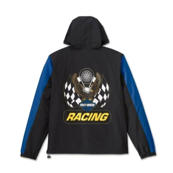 Harley-Davidson Black and Blue Racing Hoodie Men 3XL Reversible 012026 - Picture 1 of 10